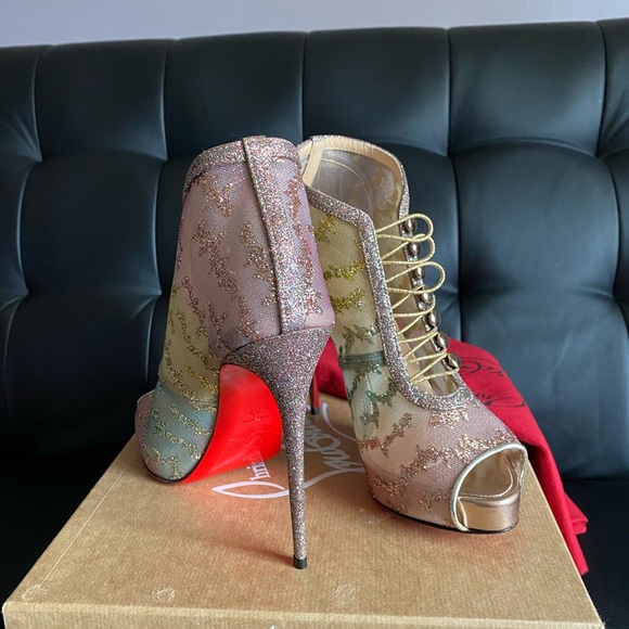 Christian Louboutin Top Top 120 Glitter Booties - Picture 3 of 11